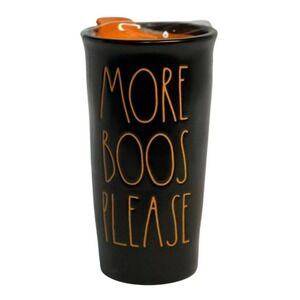 Rae Dunn Halloween More Boos Please Travel‎ Coffee Mug Black Ceramic Orange Lid